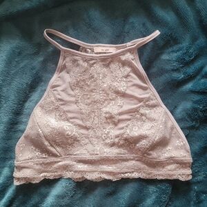 NwoT Francesca's Mi Ami Gray L Lace Halter Bralette